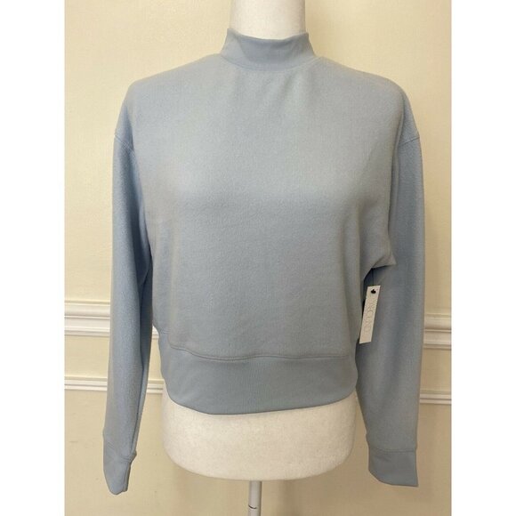 NEW Abound Blue Skyway Long Sleeve Cropped Mock Neck Top Pullover Fleecy size XS - Picture 2 of 4